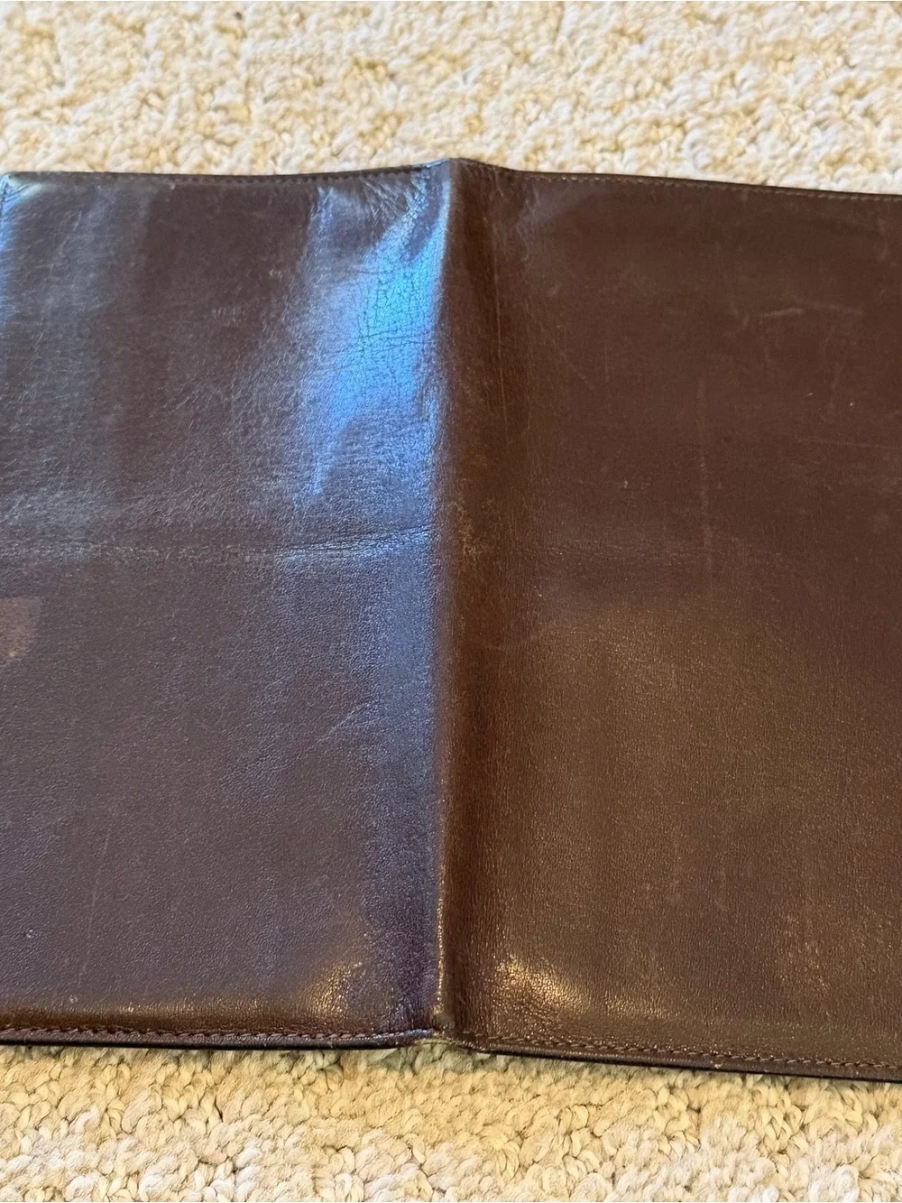 Bosca Leather Wallet Checkbook Cover Bifold Men's Brown Full Grain Hide Vintage